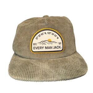 Every Man Jack Corduroy Patch Snapback Cap Limited‎ Edition Cotton Recycled Brim